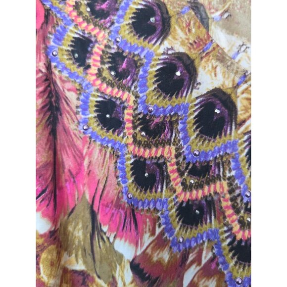 Chicos Top Women Size 1 Studded T-Shirt Cinched Waist Top Ket Hole - Picture 3 of 5